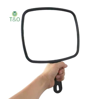 T&O กระจกมือถือมือถือร้านทําผมตัดผมช่างทําผมกระจกพร้อมที่จับกระจกมือที่ใช้งานได้จริงสําหรับบ้าน