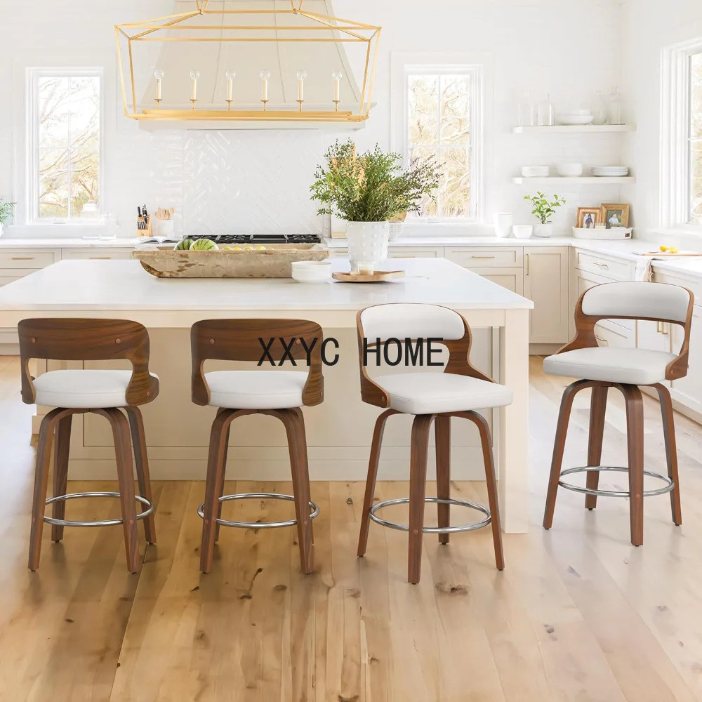 Barstools, Counter Height Bar สตูล, 26 หนัง Faux Swivel Counter สตูล, Mid Century Bar สตูลชุด 4 ชิ้น