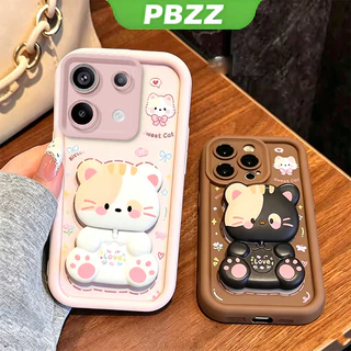 เคสสําหรับ REDMI NOTE 13 4G REDMI NOTE 13 PRO 5G เคสโทรศัพท์ Softcase กันกระแทกการออกแบบใหม่ความงามที่มีผู้ถือ 360° กระจกแต่งหน้า แมวน่ารัก สําหรับเด็กผู้หญิง JTXMMZJ