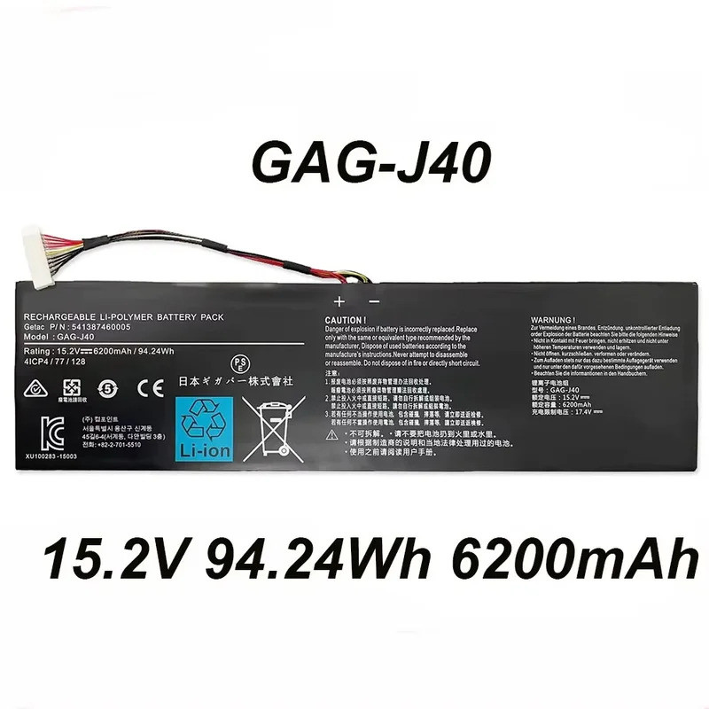 GAG-J40 15.2V 94.24Wh 6200mAh แบตเตอรี่แล็ปท็อปสําหรับ Gigabyte Aero14-V7 14-K7 15W 15X Aorus X7 Dt 
