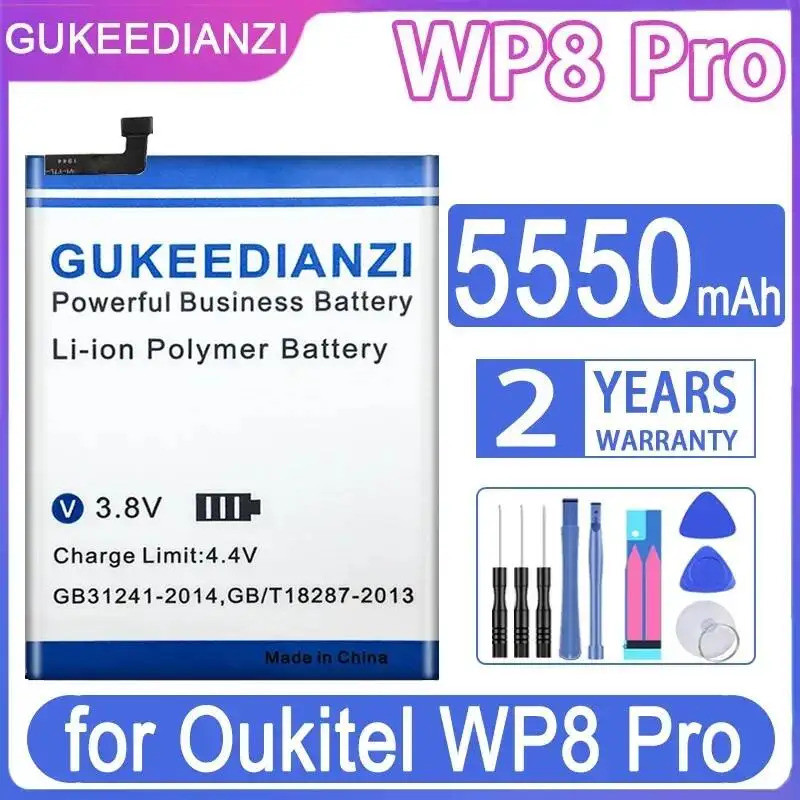 เชื่อถือได้เปลี่ยนแบตเตอรี่โทรศัพท์มือถือติดทนนาน 5550mAh สําหรับ Oukitel WP8 Pro