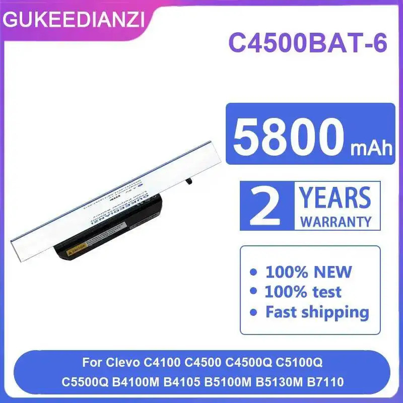 แบตเตอรี่แล็ปท็อป C4500BAT-6 5800mAh สําหรับ Clevo C4100 C4500 C4500Q C5100Q C5500Q B4100M B4105 B51