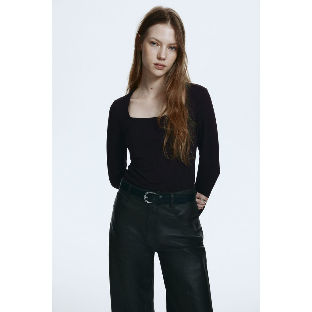 H&M(เอชแอนด์เอ็ม) เสื้อยืดแขนยาวแบบจอร์ซี่ Women Long-sleeved jersey top 1089811_5