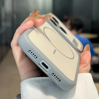 สีปิดกั้น Frosted Magnetic Case Soft edge สําหรับ iPhone 11 12 13 14 15 16 17 Pro Max กรณี 14/15/16 PLUS ล้อมรอบอย่างเต็มที่ Anti-fall กันกระแทกปกหลังปลอก