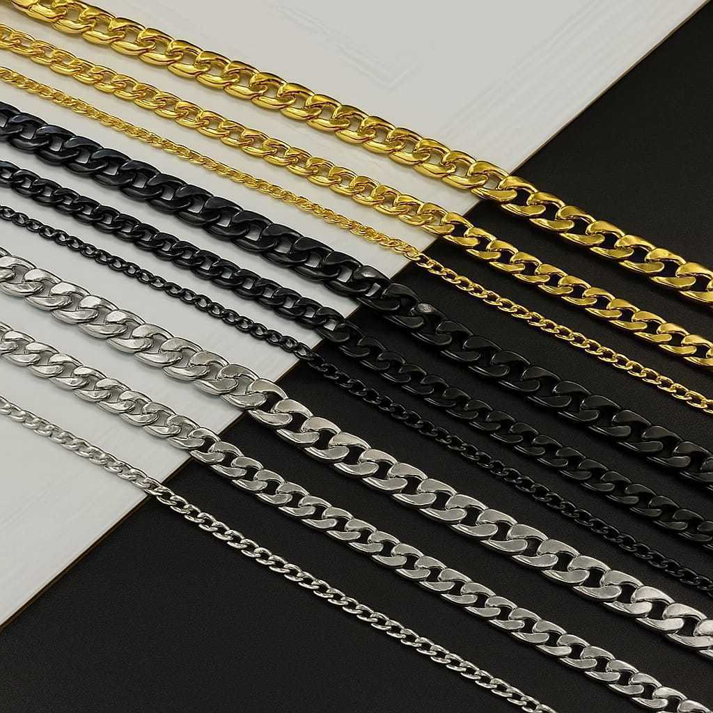 ใหม่ล่าสุด FLAT CHAIN สร้อยคอสําหรับผู้ชายและผู้หญิง MADE FULL TITANIUM MATERIAL, ANTI-RUST และ DURA