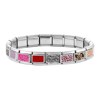 สีสันเสือดาวพิมพ์อิตาเลี่ยน Charm Modular สร้อยข้อมือไทเทเนียมเหล็กปั๊มคู่ DIY สร้อยข้อมืออุปกรณ์เสริม
