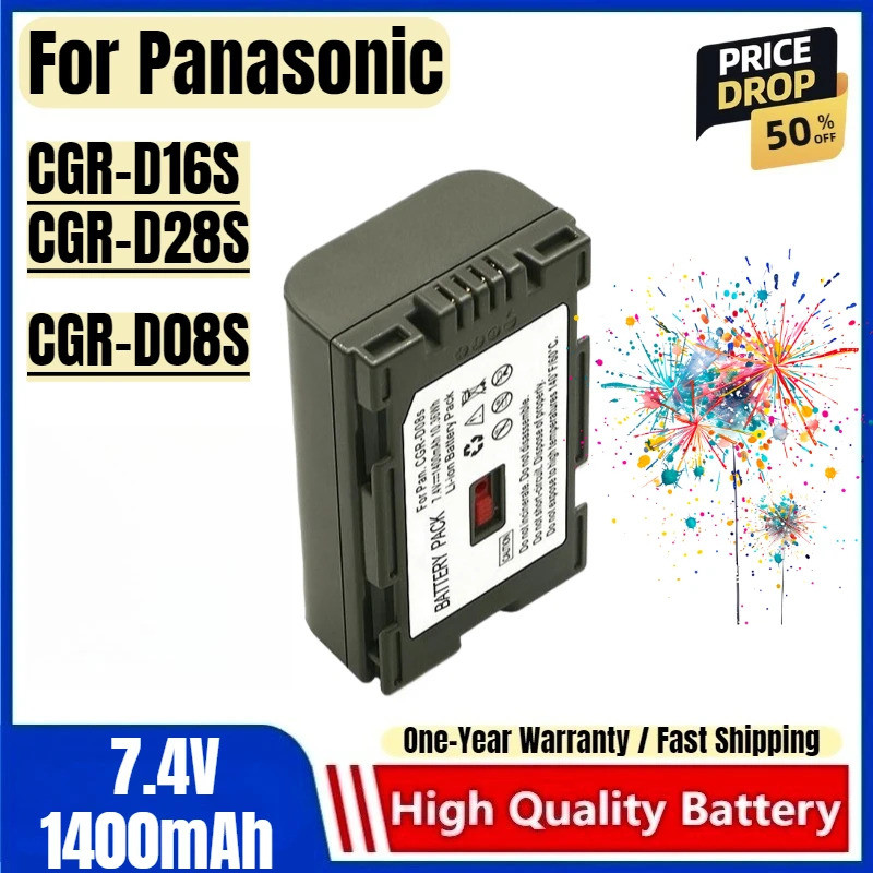 CGR-D08S 7.4V 1400mAh แบตเตอรี่และเครื่องชาร์จสําหรับ Panasonic CGR-D16S CGR-D28S แบตเตอรี่กล้องแบตเ
