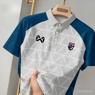 แขนสั้น Color-Blocking Raglan ไหล่เสื้อโปโลผู้ชาย Smooth Quick-Drying ผ้าดูดซับเหงื่อกีฬาฟิตเนส Dai