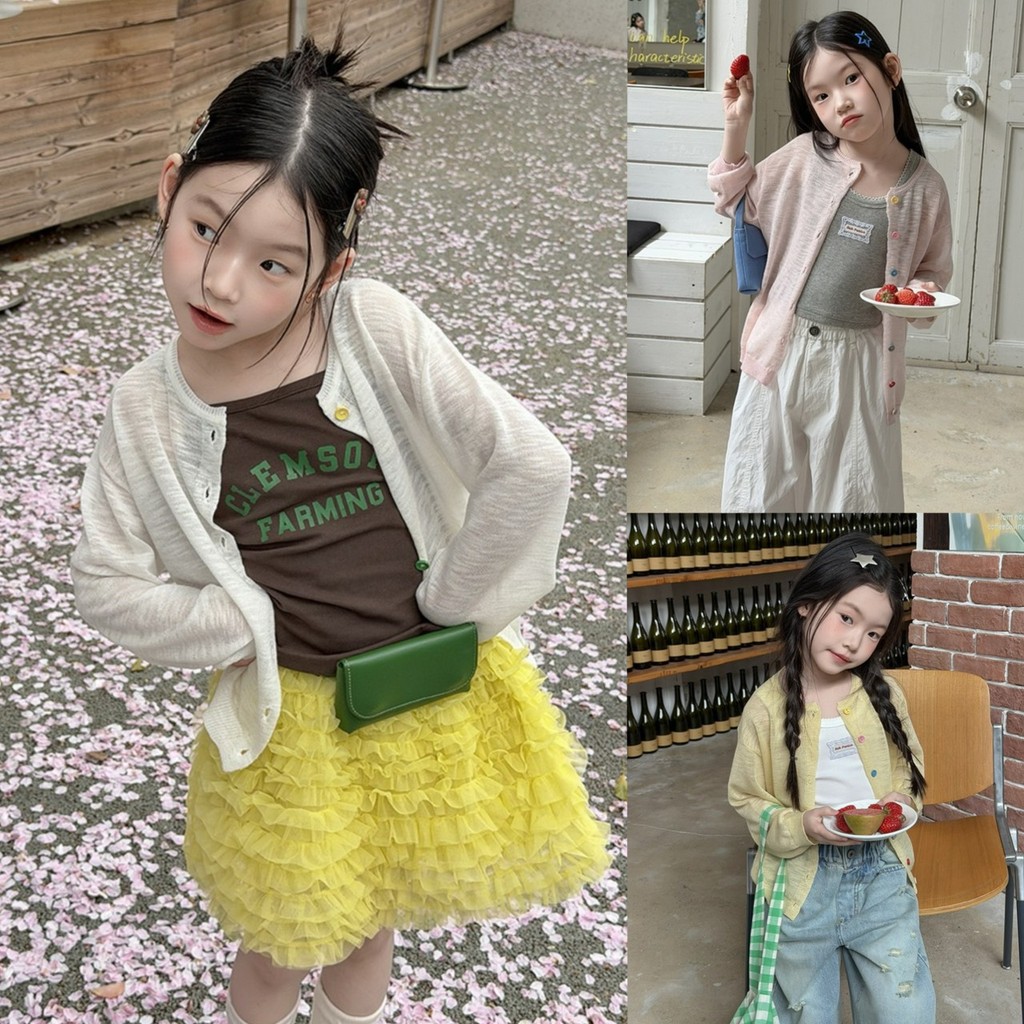 PRETTY BABY เสื้อคลุมเด็ก เสื้อแขนยาว เสื้อคลุมไหมถัก โทนสีพาสเทล(2272)
