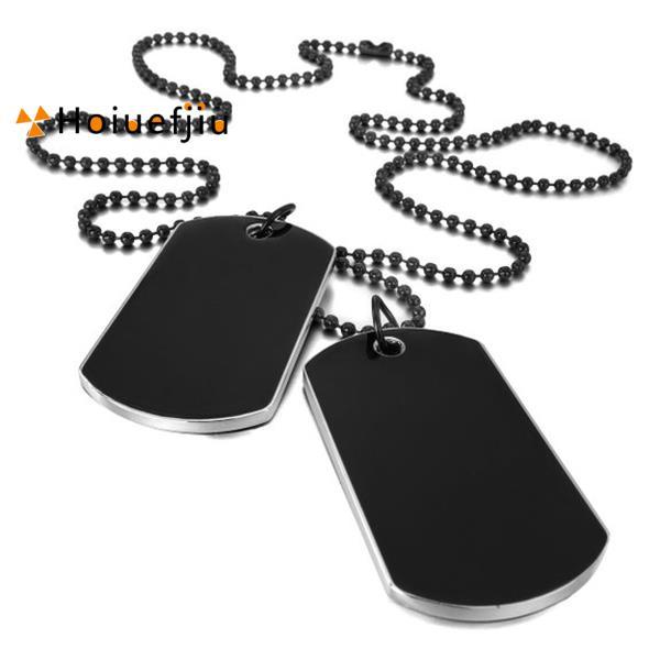 Houefjiu2 PCS จี้สร้อยคอจี้สีดําสไตล์ชื่อคู่สุนัขแท็กแผ่น Biker Chain สร้อยคอ 27 นิ้ว Man