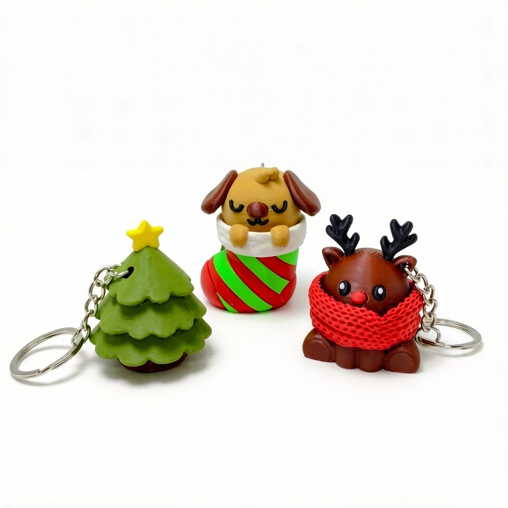 3D พิมพ์คริสต์มาส Reindeer Clicker พวงกุญแจ Fidget ของเล่นความเครียดบรรเทากระเป๋าเป้สะพายหลัง Charm ของขวัญ