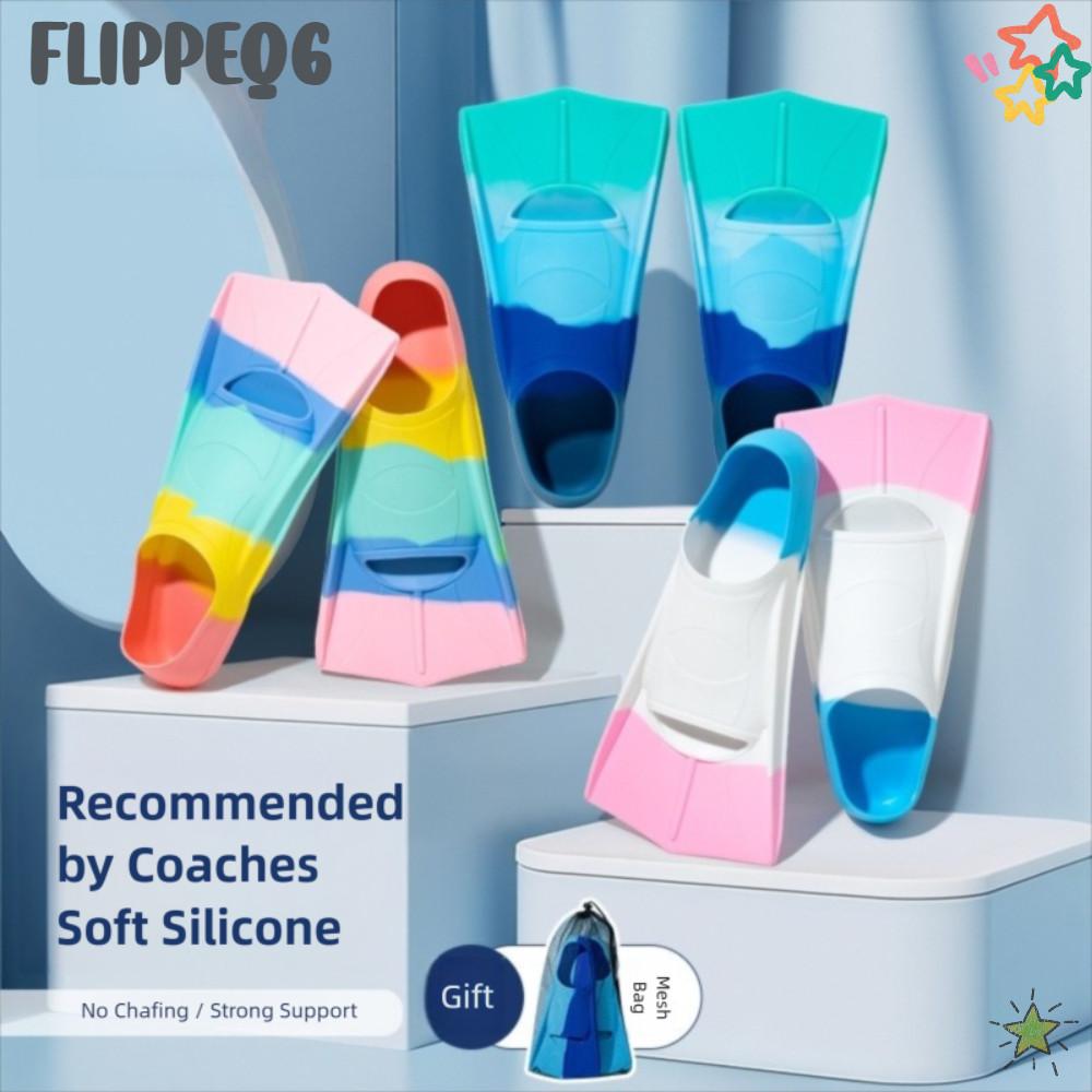 FLIPPEQ6 รองเท้าแตะว่ายน้ํา, ซิลิโคนตีนกบว่ายน้ําที่สะดวกสบาย, อุปกรณ์ดําน้ํากันลื่นสําหรับมืออาชีพสําหรับเด็กผู้ใหญ่