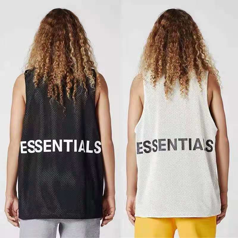 FOG เสื้อยืดแขนกุดผู้ชาย FEAR OFGOD Double Line essentials High Street Loose Mesh Couple Vest