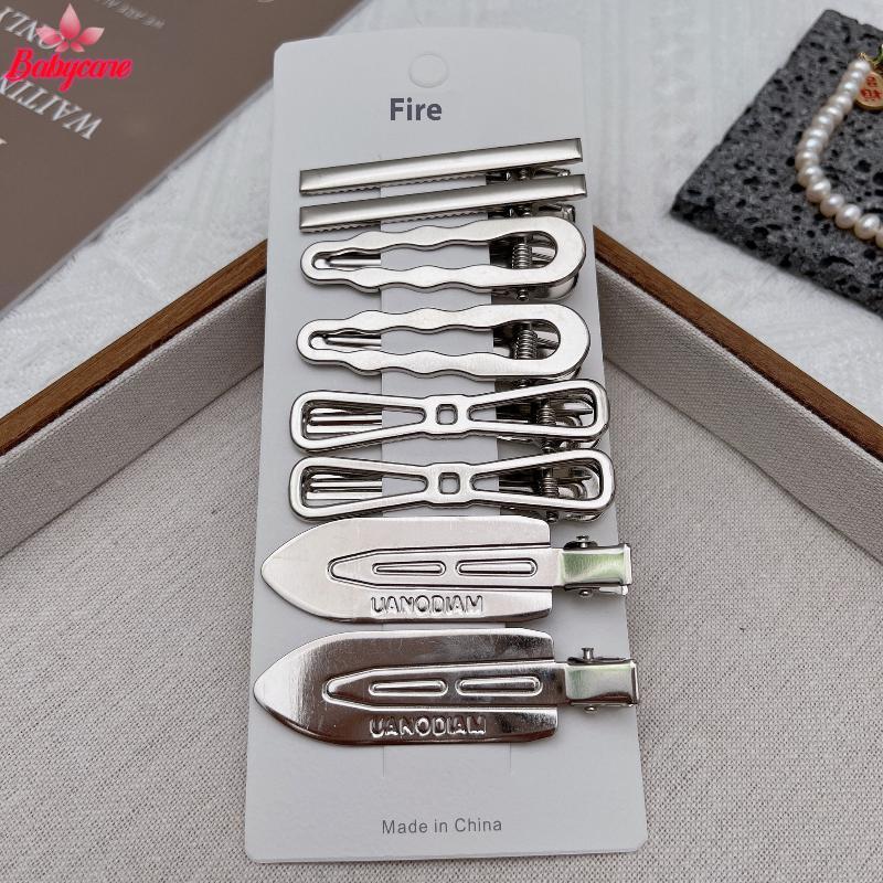 <BYCE-t> 8 ชิ้นเงินโลหะ Hairpins หักเรียบด้านข้างหลายสไตล์ไม่มีรอยต่อ Dubill คลิปสาวผมอุปกรณ์เสริม