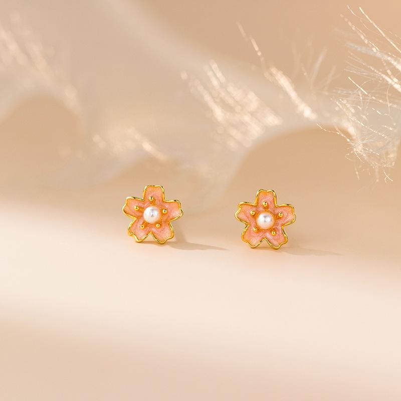 Cherry Blossom Earrings ต่างหูเงินแท้ S925 [MERCELO]