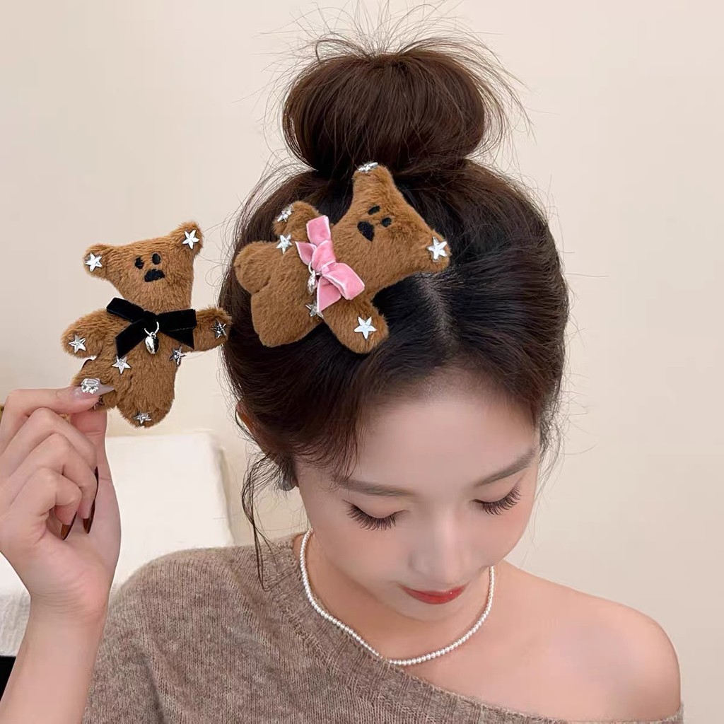 กิ๊บติดผม ลายน้องหมี ติดโบว์ มาใหม่ พร้อมส่งจากไทย
