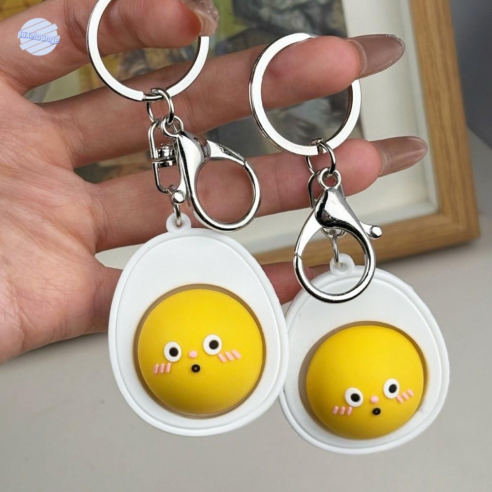 PVC พวงกุญแจ 3D ของเล่น คลายเครียด พวงกุญแจ Squishy ไข่จำลองคลายเครียด พร้อมปุ่มน่ารัก ของขวัญเด็กผู้ใหญ่