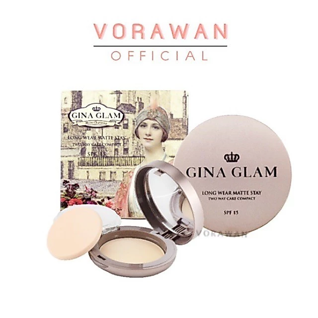 แป้งพัฟ GINA GLAM pressed powder G40 แป้งพัฟ แป้งผสมรองพื้นที่ดีที่สุด ปกปิดเรียบเนียน คุมมัน