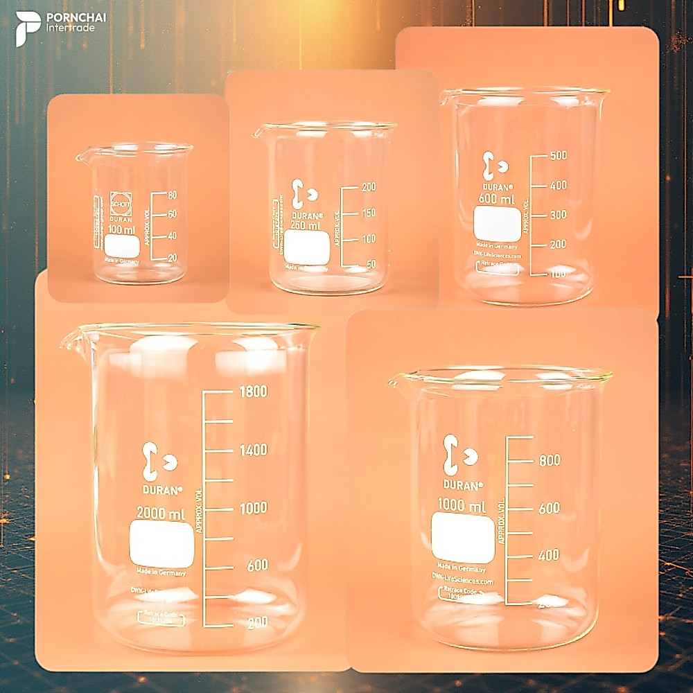 Glass beaker  บีกเกอร์แก้ว ขนาด 1000, 2000, 3000, 5000ml