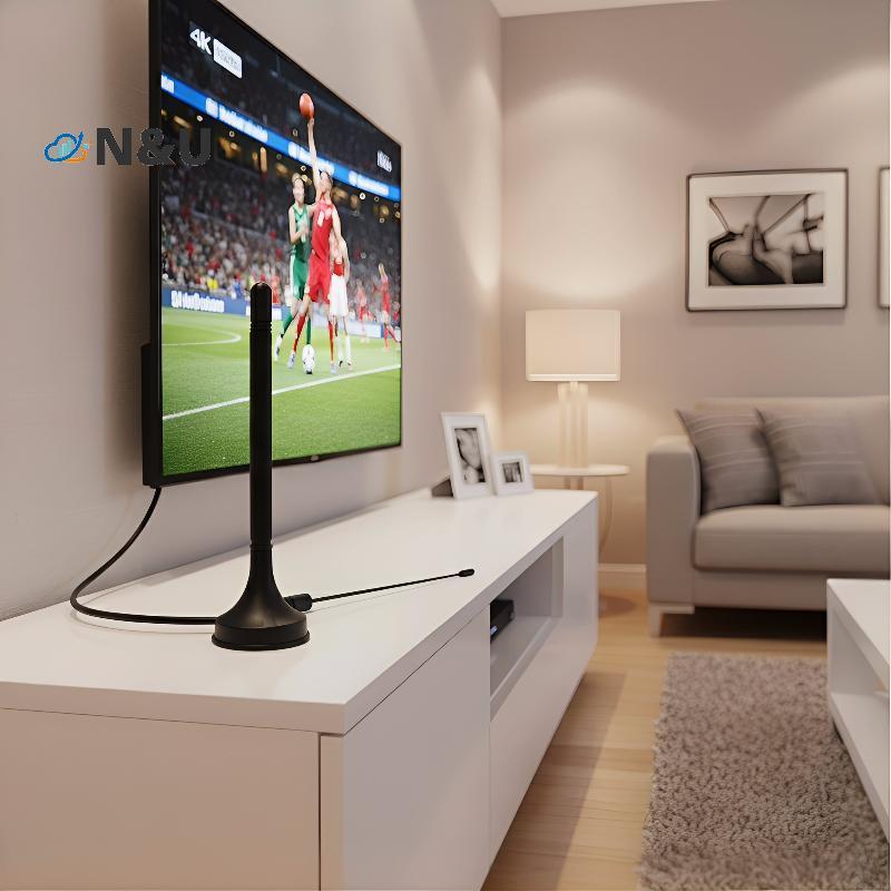 N&U 25DB 30dBi เสาอากาศทีวีดิจิตอลในร่ม 50 Miles Range Freeview DVBT HDTV สําหรับอุปกรณ์เสริมอพาร์ทเมนต์ในเมือง