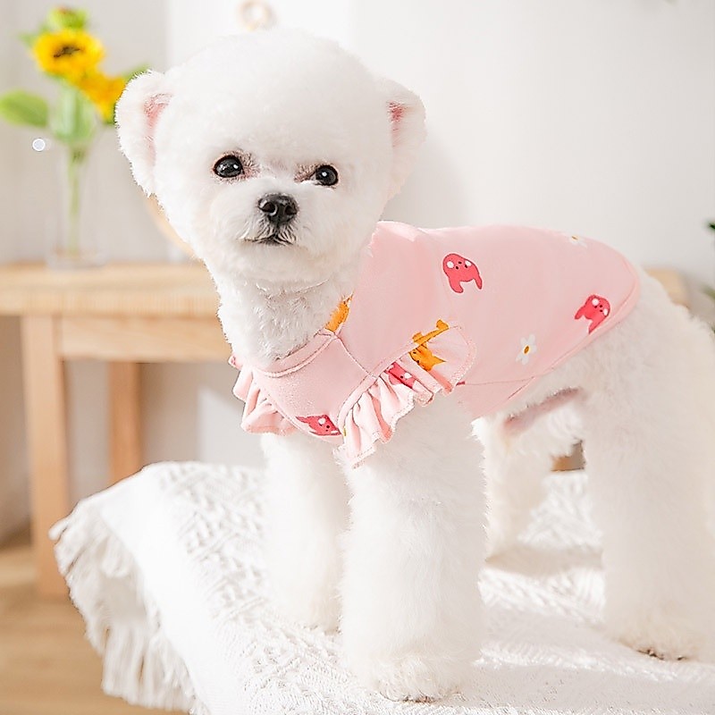【Hipidog】เสื้อผ้าสัตว์เลี้ยง เสื้อกั๊ก แขนพอง สีชมพูน่ารัก สําหรับสุนัข แมว ไซซ์ S-XL