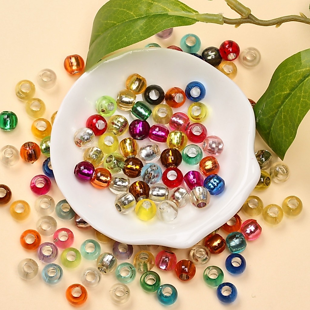 เครื่องประดับ สร้อยคอ สร้อยข้อมือ ลูกปัดแซนวิช หลากสีสัน DIY 50 ชิ้น