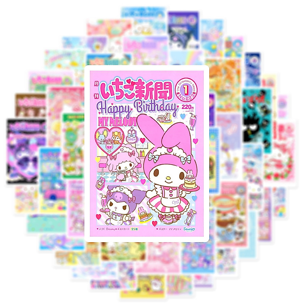 ✨พร้อมส่ง✨SANRIO My Melody KITTY ผสม sticker poster มาย เมโลดี้ สติกเกอร์กันน้ำ 50ชิ้น