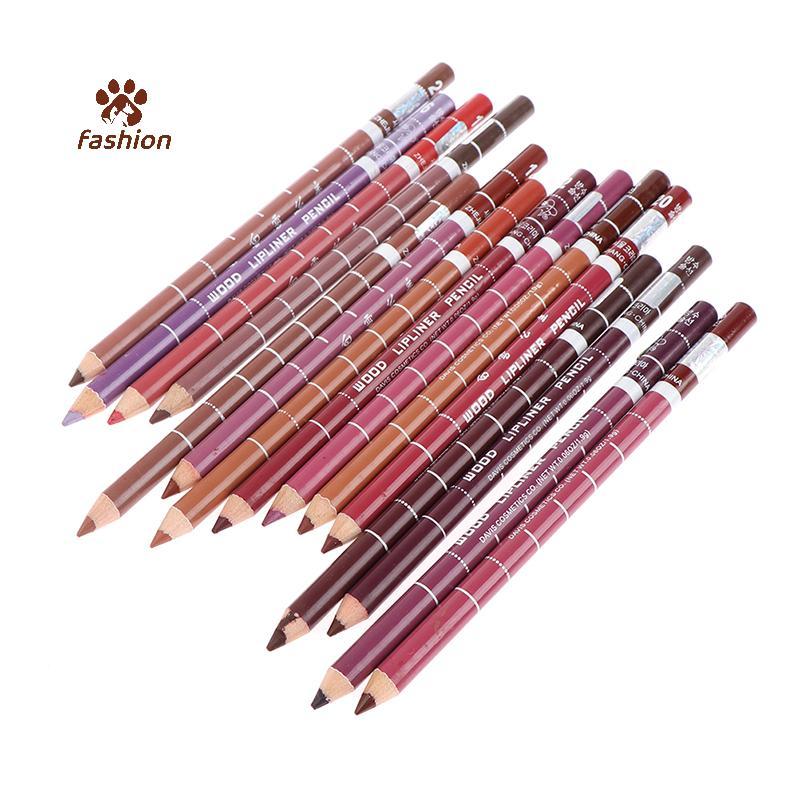 [Fas-t] 1 ชิ้น Professional Wood Lip liner กันน้ํา Lady Long Lasting Lip Liner ดินสอ