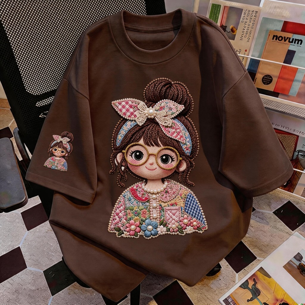 TEE·SHOP เสื้อยืด Oversize ' Cute Girl ' สไตล์เกาหลี เท่ห์มาก ใส่ได้ทั้งชายหญิง ผ้านุ่มสบายตัวทั้งวัน รองรับ COD