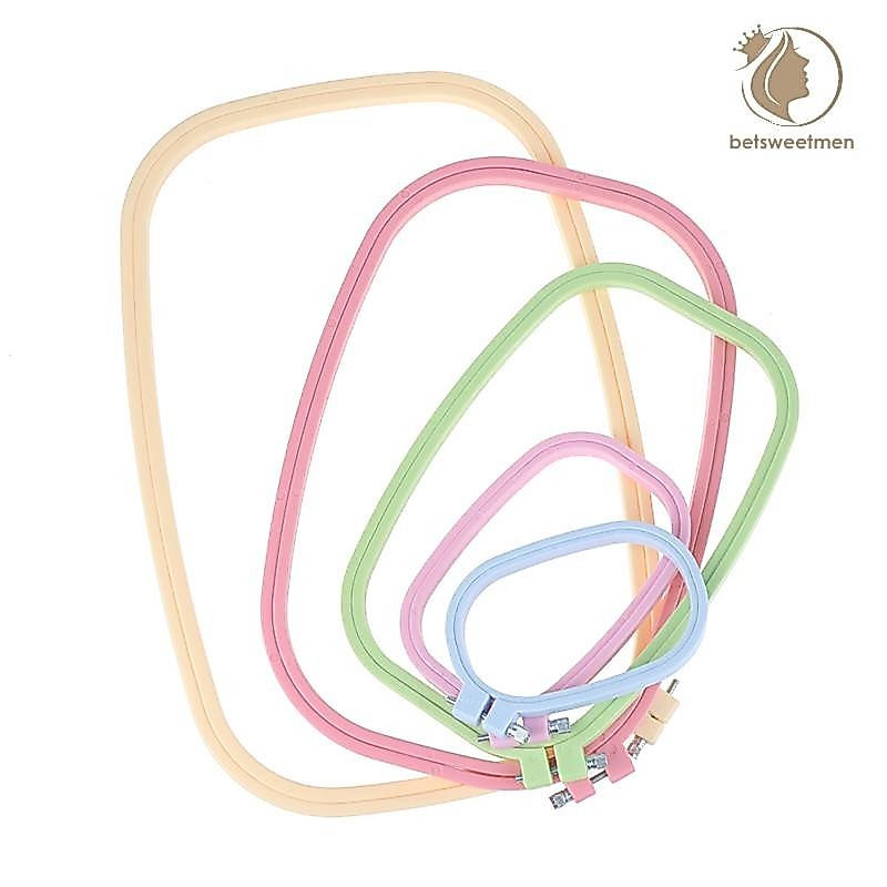 [PE] 5 ขนาดพลาสติก DIY เย็บปักถักร้อย Hoops ทรงสี่เหลี่ยม Cross Hoops แหวนกรอบ TH