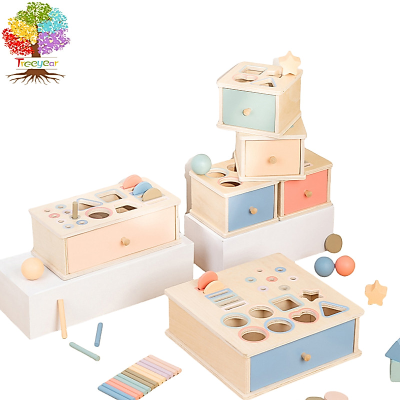 Montessori Classification Early Education กล่องเหรียญเด็กสีความรู้ความเข้าใจรูปร่างบล็อกการจับคู่การสอน Aids เด็กทารกของเล่นเพื่อการศึกษา