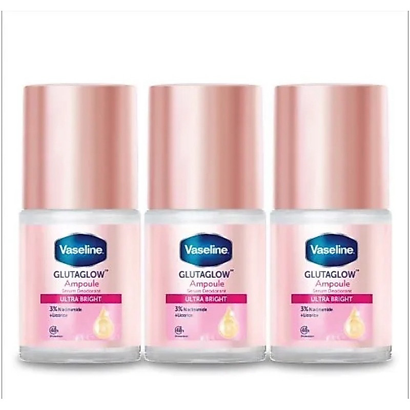 วาสลีน โรลออนดับกลิ่นกาย 25ml. เน้นผิวขาว[แพ็ค3ขวด]