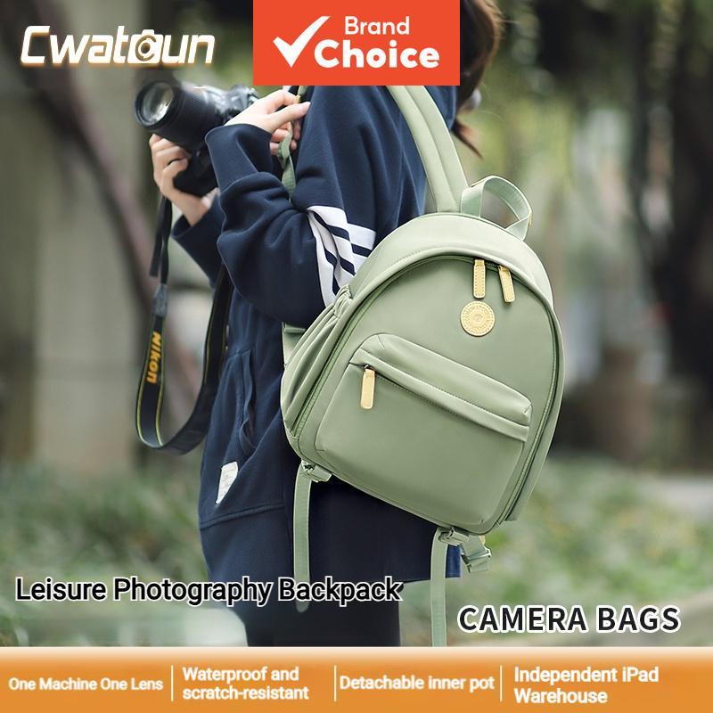 Cwatcun กระเป๋าเป้สะพายหลังใส่กล้อง, กระเป๋ากล้องแบบดิจิทัลเลนส์เดี่ยวสุดทันสมัย พร้อมช่องใส่แล็ปท็อปและขาตั้งกล้อง
