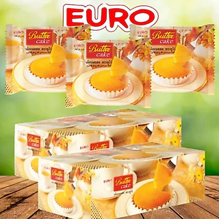 Euro ยูโร่ บัตเตอร์เค้ก 12x4 ขนาด 40 กรัม แพ็คละ 4 ชิ้น ขนมเค้ก หอม นุ่ม ละมุน อร่อย ขนมกินกับกาแฟ โอวัลติน