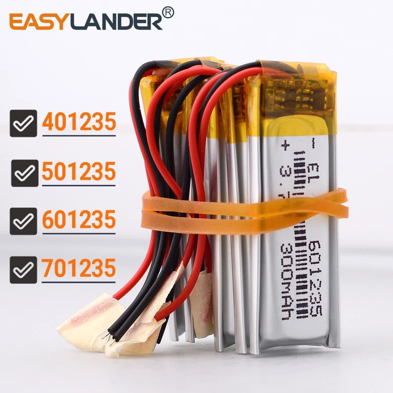 10 ชิ้น/ล็อต  401235 3.7V 150mAh  501235 601235 701235 แบตเตอรี่ลิเธียมไอออน Lipo Polymer แบบชาร์จไฟ