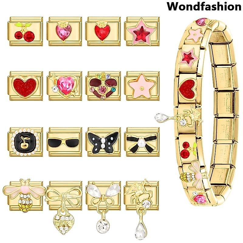 Love Bee Star สร้อยข้อมือสไตล์อิตาเลียน charm สแตนเลส ขนาดเส้นผ่าศูนย์กลาง 9 มม. DIY เพิ่มความโดดเด่นให้แก่คุณ