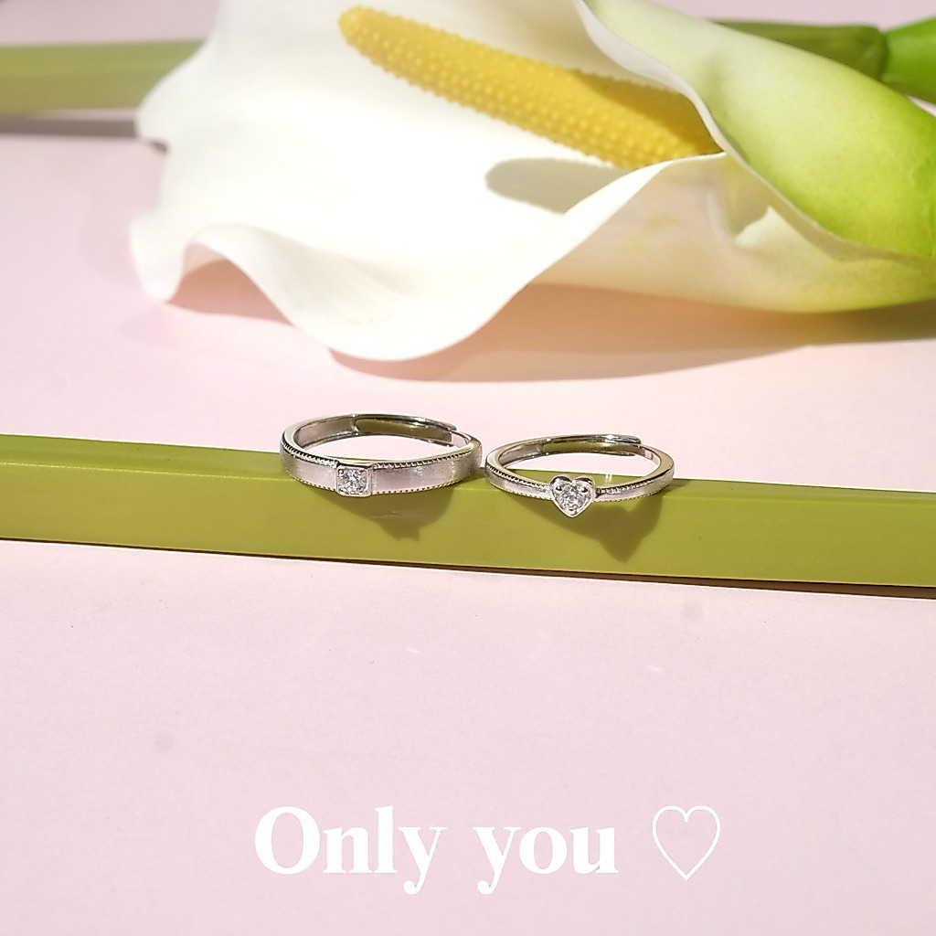 *ส่งฟรี the1stdate แหวนคู่รุ่นonly you(เงินแท้s925) แถมกล่อง