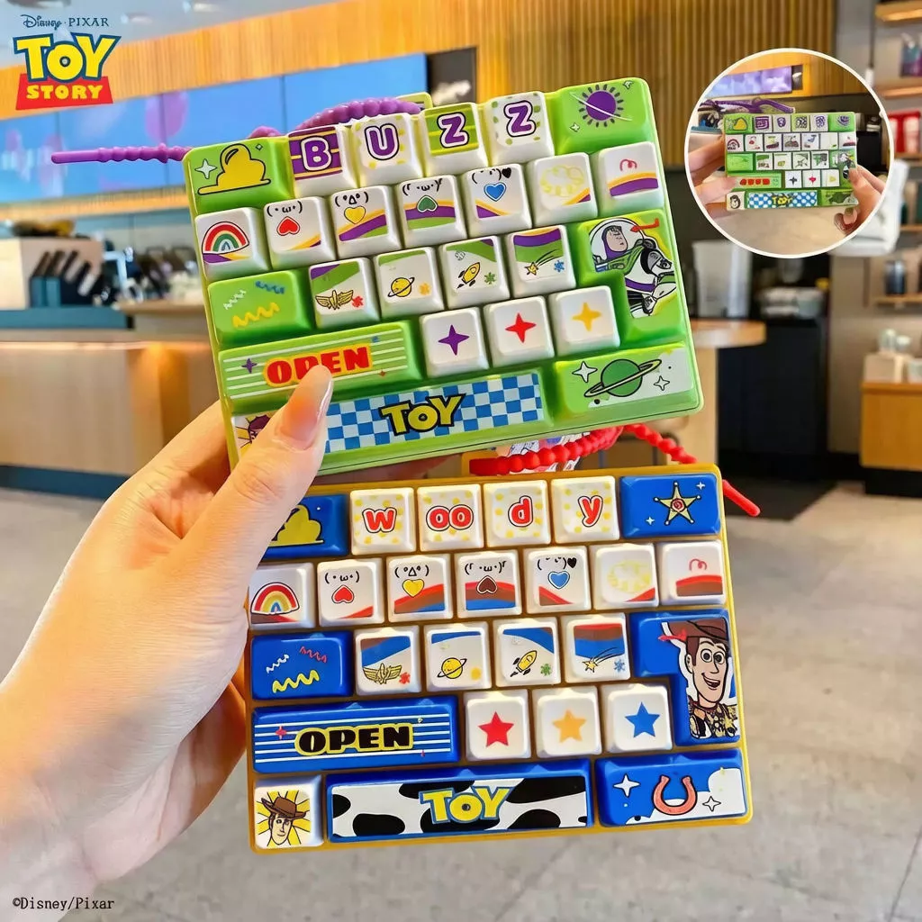 Disney-- คีย์บอร์ดลิขสิทธิ์ Pixar Toy Story Pop It Fidget Toy, คลายเครียดคีย์ตัวอักษร S