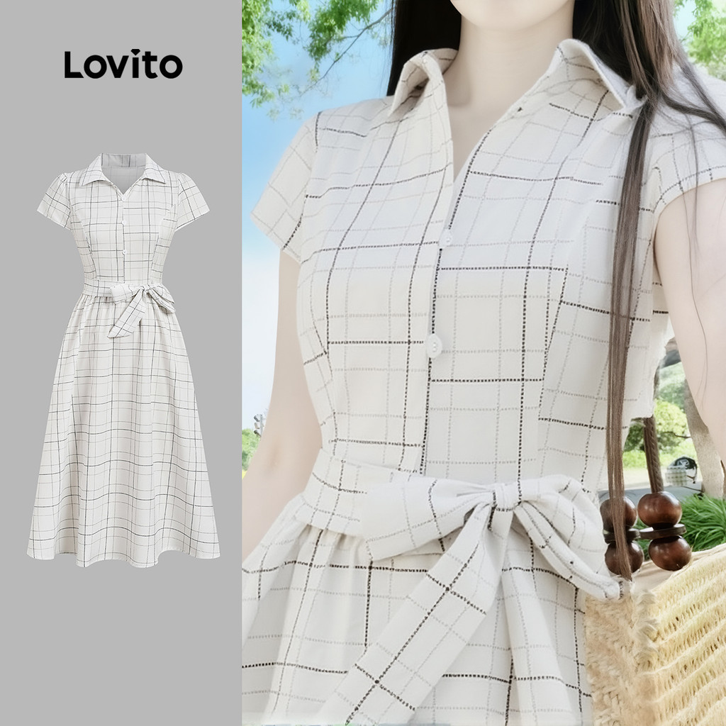 Lovito สง่างาม ชุดเดรส ชุดเดรสออกงาน ชุดเดรสเพื่อนเจ้าสาวแบบผูกเชือก สำหรับฤดูใบไม้ผลิ/ฤดูร้อน หลากสี สำหรับผู้หญิง LK2ED143