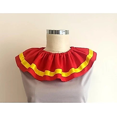 MERAH ช้างตัวตลกคอ Circus ปลอกคอคอปลอม Ruffle คอเครื่องแต่งกายฮาโลวีน Clown คอสเพลย์สีแดงปรับ