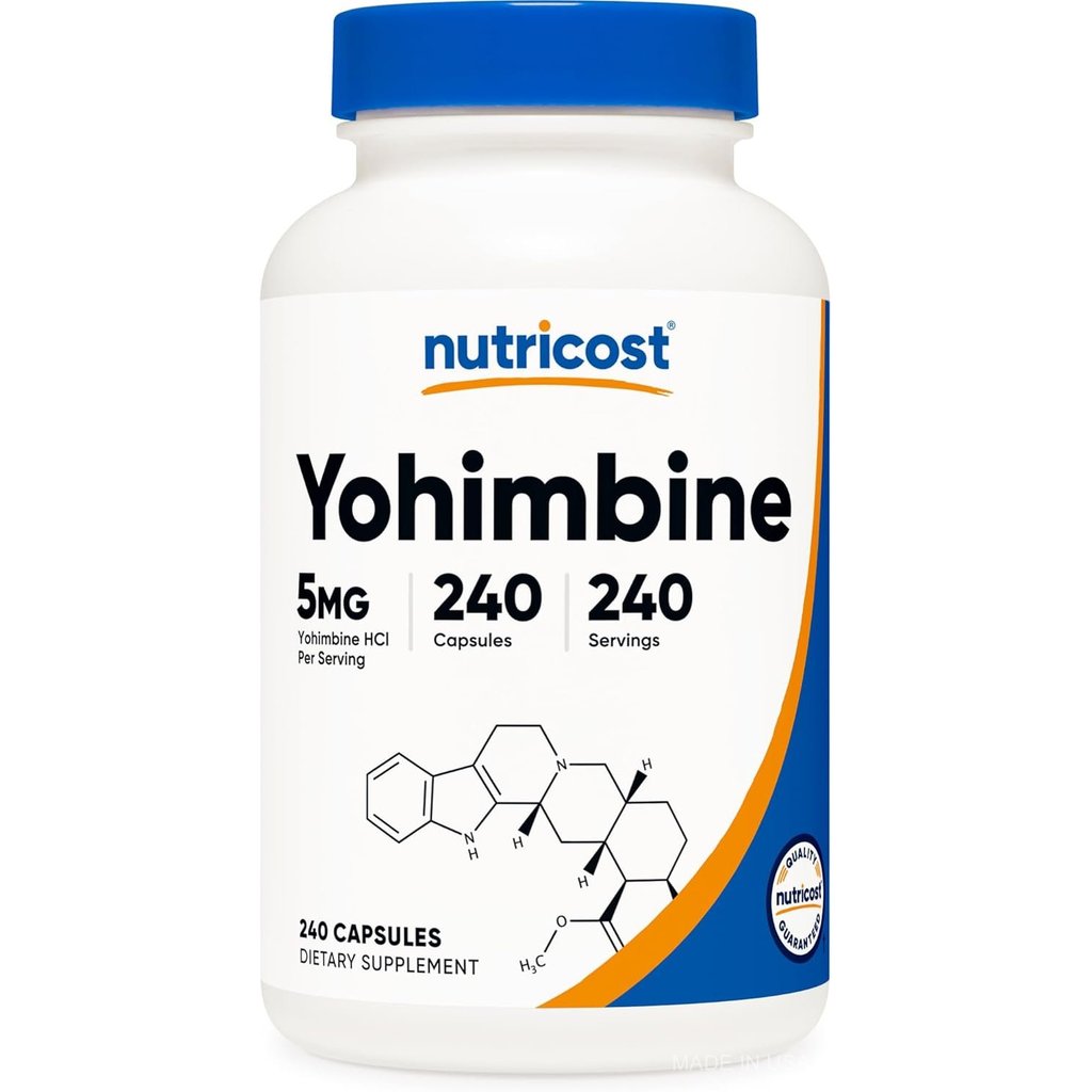 Nutricost Yohimbine HCl 5mg, 240 แคปซูล Extra Strength - Gluten Free, Non-GMO