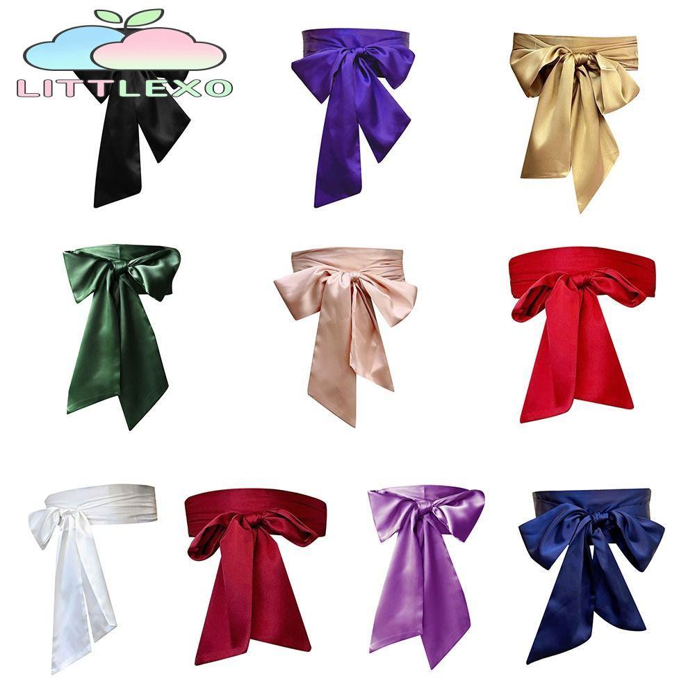 LITTLEX Bowknot ผ้าริบบิ้น Cummerbunds, ตกแต่ง DIY Bow Corset เข็มขัดเอว, แฟชั่นกว้างซาตินผ้าไหม Body Shapewear สําหรับผู้หญิง Lady Girl เจ้าสาว