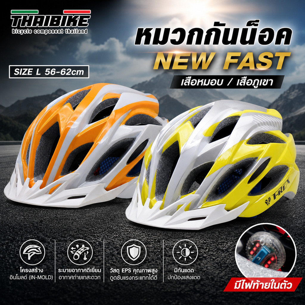 หมวกกันน็อคจักรยานเสือหมอบ เสือภูเขา NEW FAST งานอินโมล มีกันแดด งานดี