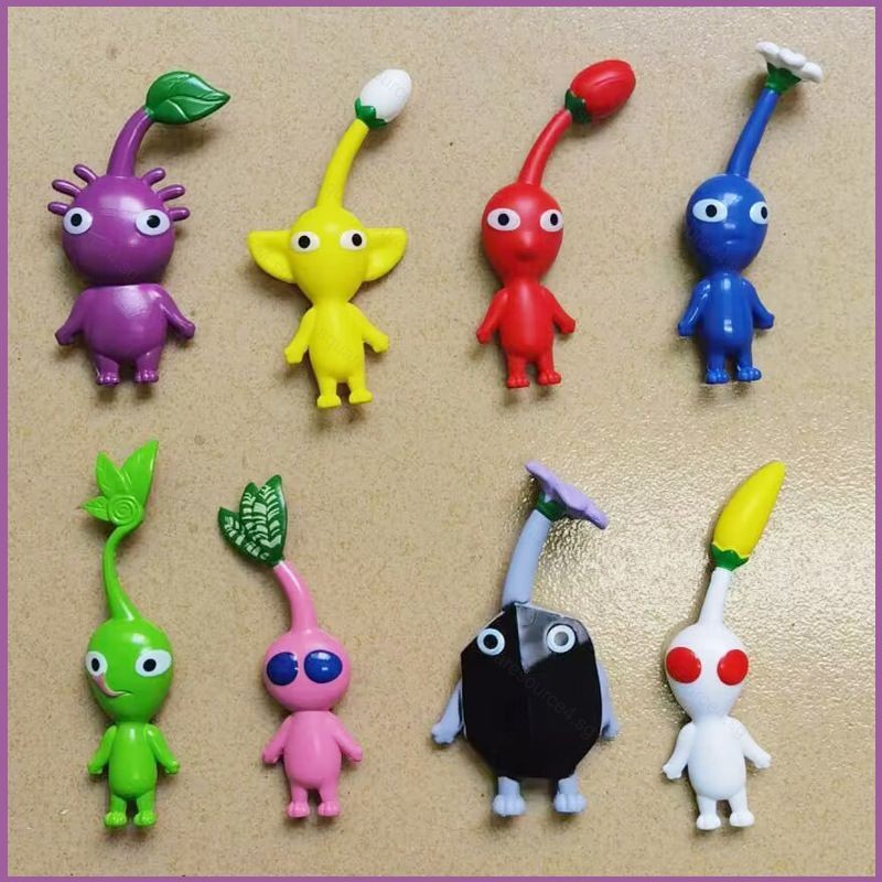 SQ4 8pcs Pikmin Action Figure Pikmin 4 ตุ๊กตาของเล่นเด็กวันเกิดเค้กตกแต่งเครื่องประดับเด็กของขวัญ QS