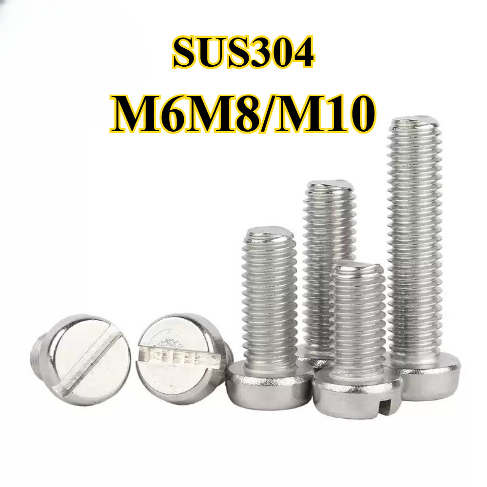 304 สแตนเลส one-slot สกรูหัวทรงกระบอก GB65 สกรู slotted หัวกลม bolt M6M8/M10FMM