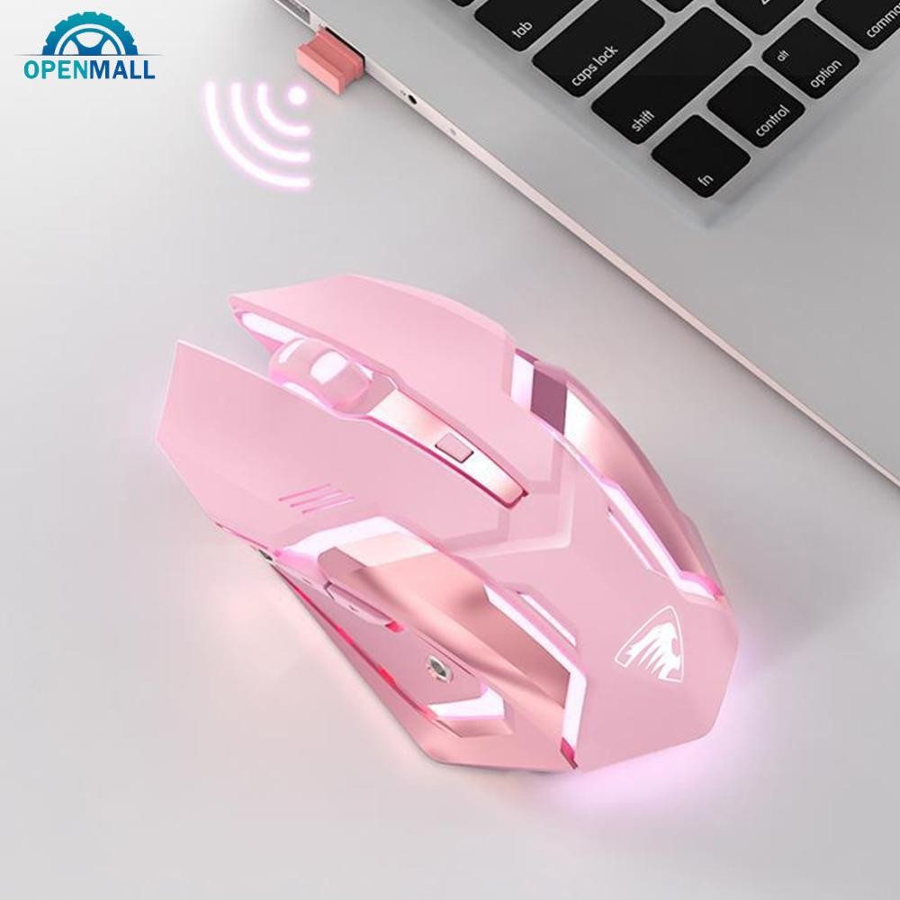 OPENMALL E-Sports Gaming เมาส์ไร้สายเงียบชาร์จ 2.4G เชื่อมต่ออุปกรณ์ต่อพ่วงเมาส์ Dual Mode RGB USB O