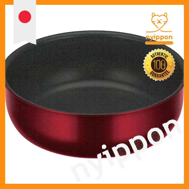 Thermos Durable Series Stir-Fry Pan with Removable Handle KVD IH/Gas Compatible Deep Red KVD-022D DR