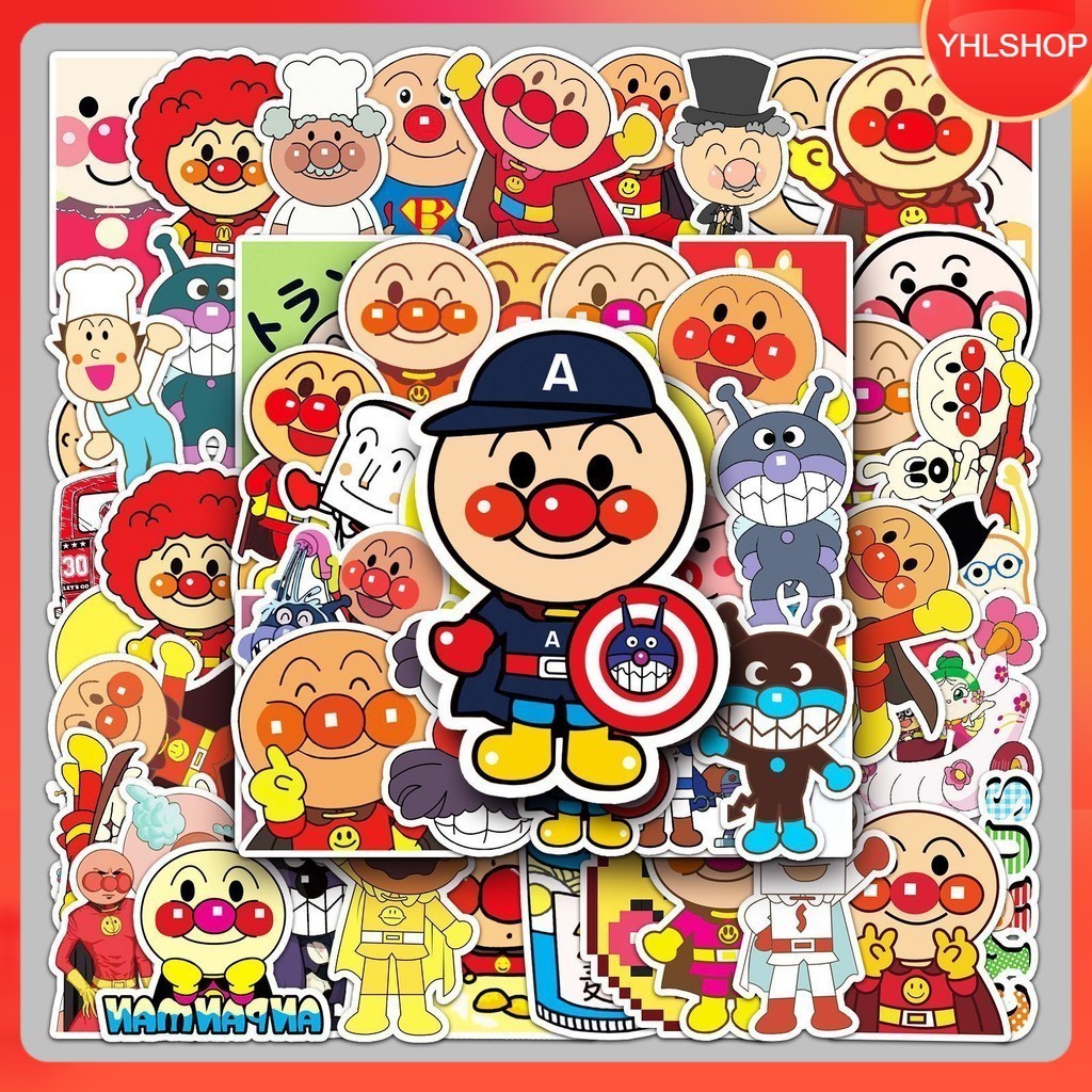 🍁ส่งจากไทย🍁 🍁🍁 พร้อมส่ง 52แผ่น สติกเกอร์ อังปังแมน Anpan man Sticker Waterproof Decoration Sticker S