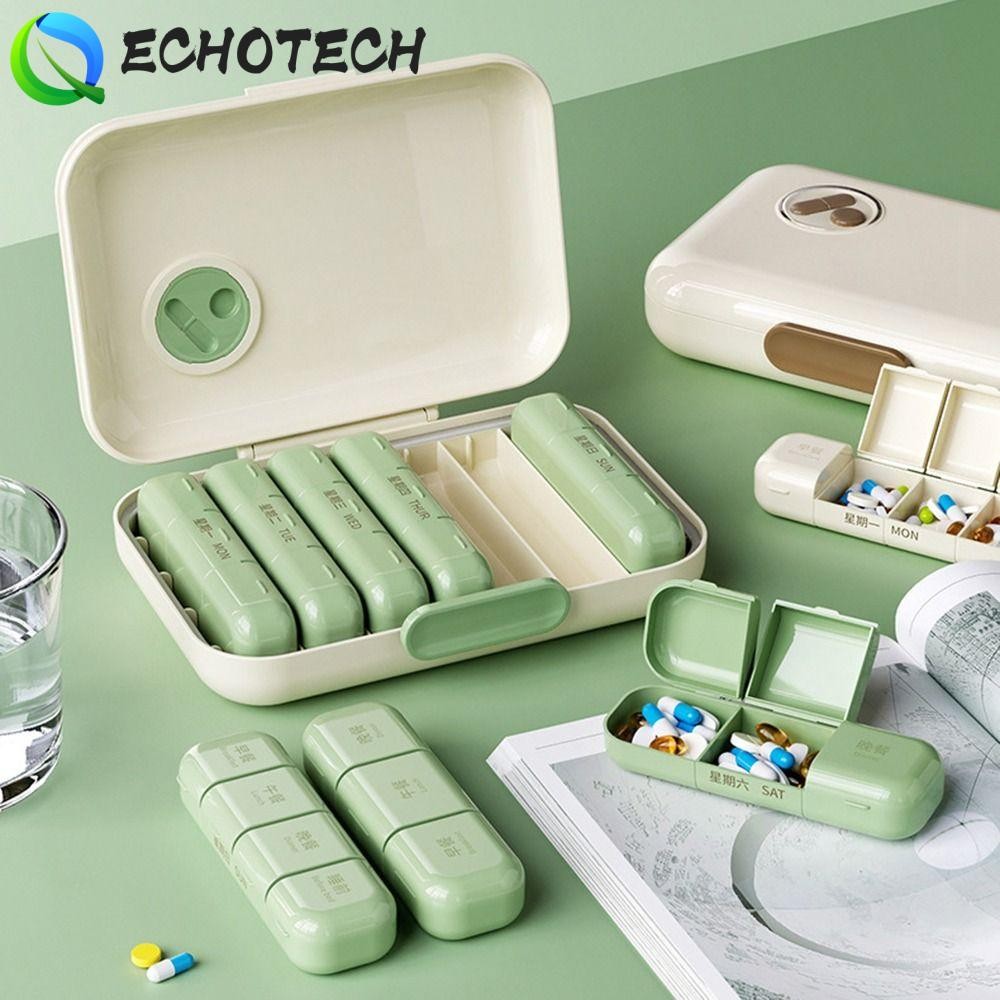 ECHOTECH 7-Day Pill Organizer,ฝุ่น 21/28 Grid Daily Pill Box,ยาOrganizerกันน้ําWeek Markที่ถอดออกได้