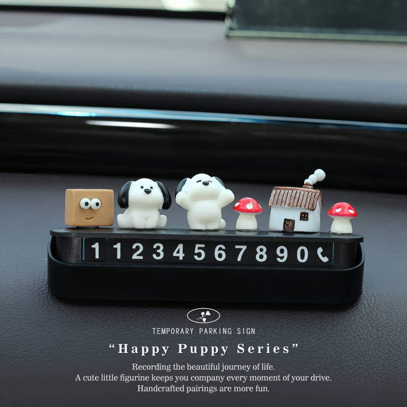 Happy Puppy Temporary Car Moving Number Plate Cartoon Hidden Car Moving Cute Vehicle Center Console 